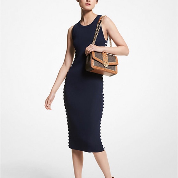 Michael Kors Ribbed Stretch Viscose Lace-up Dress Size XS - Picture 1 of 7